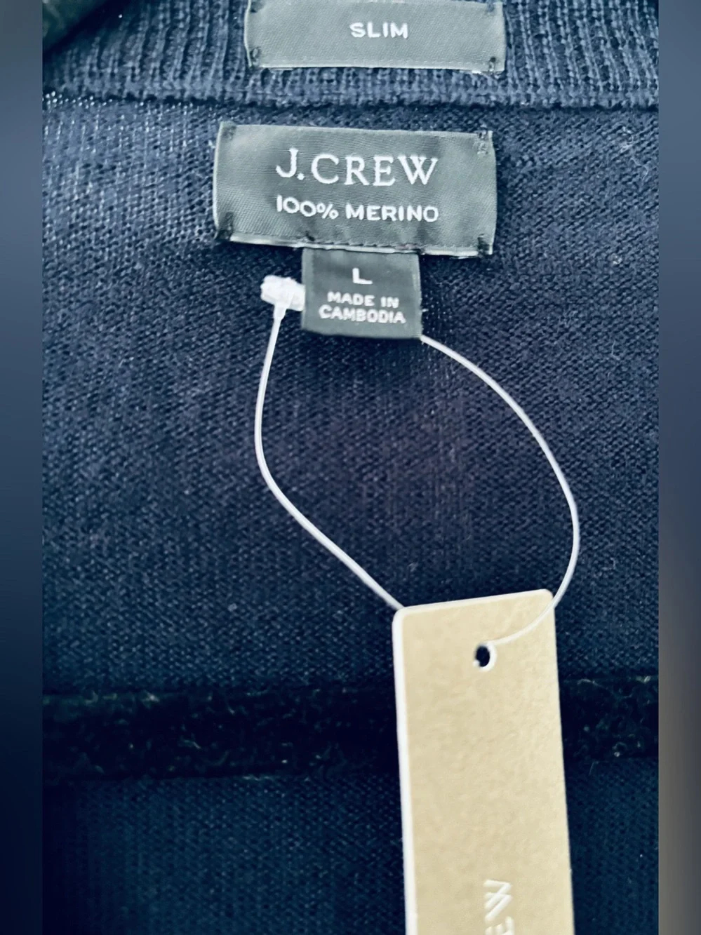 NWT Men's J. Crew Merino Wool Slim Fit Vneck Navy Blue sweater size Large